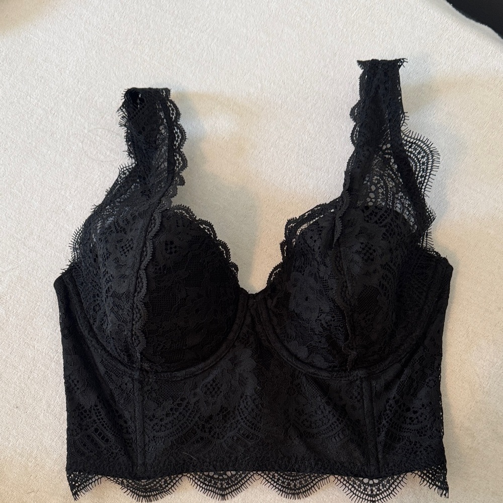 NWT Black Lace Bralette/Bustier 34D